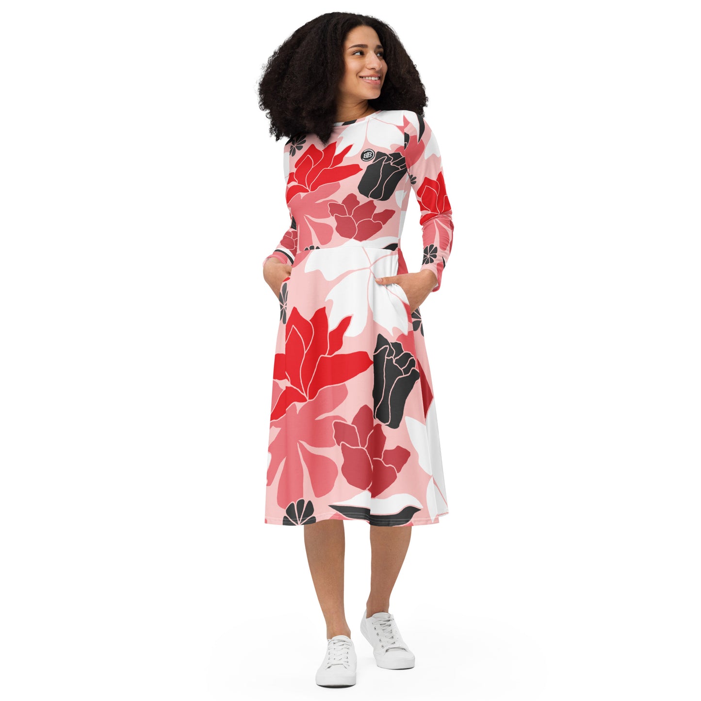 Robe manches longues avec impression all over